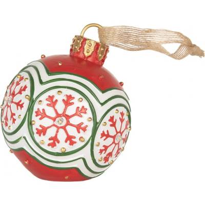 Clayre & Eef Červená plastová vánoční ozdoba baňka – 12x14 cm_1