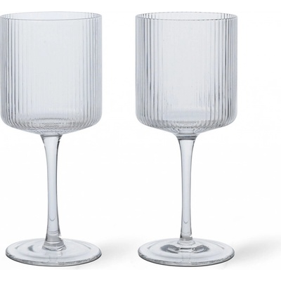 Ferm Living Sklenice na bílé víno Ripple Clear čirá barva sklo 2 x 260 ml