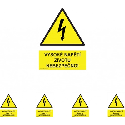 Walteco Vysoké napětí, životu nebezpečno! 210x297mm, formát A4, plastová tabulka Množství: 5 ks , 20013BP1