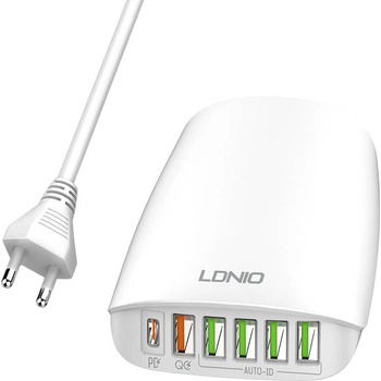 LDNIO Разклонител LDNIO A6573C, EU, 5х USB, USB-C, 65W, с захранващ кабел (A6573C Power Cord)