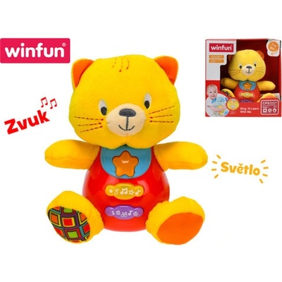 Kočička sedící na baterie se světlem a..