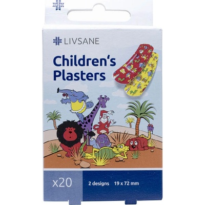 LIVSANE Náplasti Detské prúžky (zvieratká) 19x72 mm 20 ks