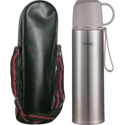 Rosberg Термос с калъф Rosberg R52010FB, 0.5 л, Двуслойна вакуумна изолация, Капак чаша, Сив/инокс (R52010FB - gray)