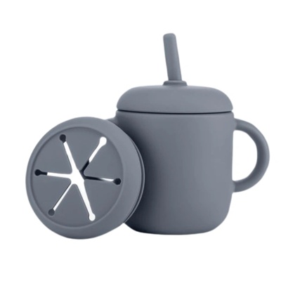 Reer Детска силиконова чаша 2 в 1 Reer - Сива (25053)