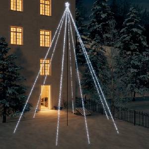 vidaXL LED коледна елха закрито/открито 1300 LED студено бяла 8 м (328761)