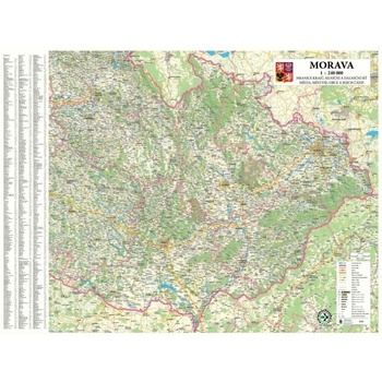 Excart Maps Morava - nástěnná mapa 140 x 100 cm Varianta: bez rámu v tubusu, Provedení: laminovaná mapa v lištách