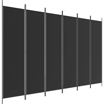 vidaXL 6-panelový paraván čierny 300 x 200 cm látkový