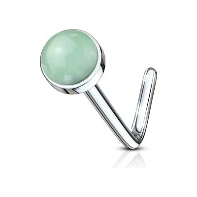 Šperky4U zahnutý piercing do nosu jadeit N0094-JD