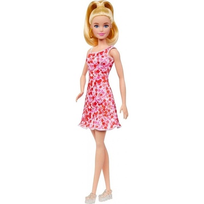 Barbie Modelka růžové květinové šaty