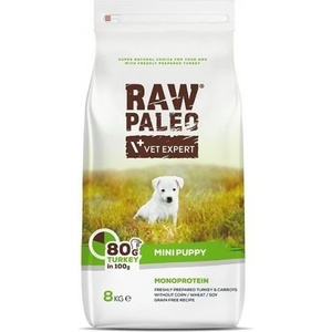 VetExpert Raw Paleo Puppy Mini Turkey - висококачествена кучешка храна за подрастващи кучета от малки породи с вкус на пуйка, 8 кг, Vet Expert - Полша