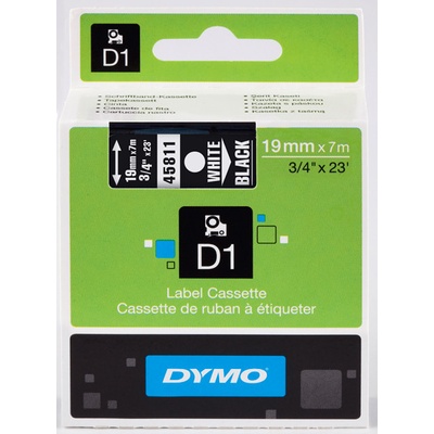 Dymo 45811 D1 White On Black Tape 19mm