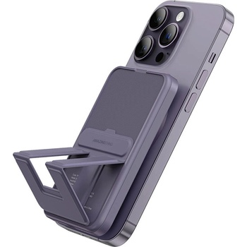 Image 1 of AmazingThing Thunder Pro Stand Magnetic Wireless Power Bank 5000 mAh 22.5W - преносима външна батерия с USB-C порт и безжично зареждане с MagSafe (лилав)