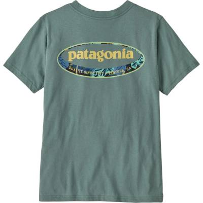 Patagonia Детска тениска Patagonia Kid's Graphic T-shirt - 95 Oval Logo Tropiclimb: Blue Sage (704-3907-0413)