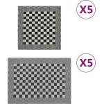 vidaXL Комплект кърпи от 10 части, черен и бял, памук (136291)