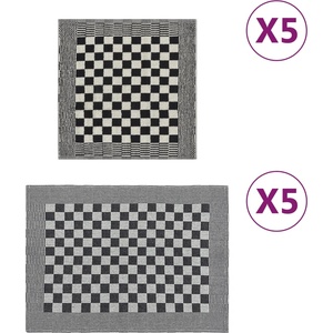 vidaXL Комплект кърпи от 10 части, черен и бял, памук (136291)