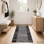 vidaXL Килим с пътека FLORNES Тъкан Сиво 100 x 350 cm ПП 7 mm (42057482)
