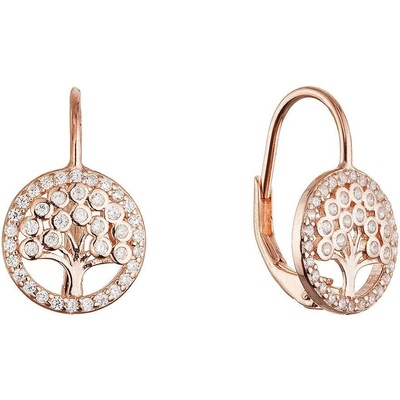 Pavona Pozlacené stříbrné náušnice strom života se zirkony 11713.1 rose gold