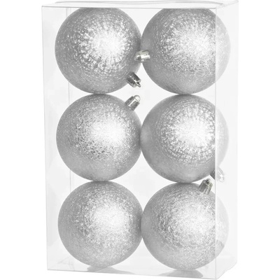 Gule MagicHome Vianoce, 6 ks, strieborné, na vianočný stromček, 8 cm