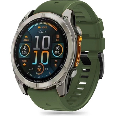 Силиконова каишка за часовник Garmin Fenix 5x / 5x Plus / 6x / 6x Pro / 7x / 8 (51mm) от Tech-Protect Silicone Line - Military Green (5906302376797)