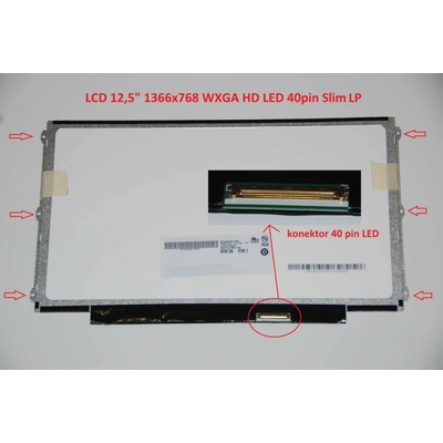 LP125WH2(SL)(B3) LCD 12.5" 1366x768 WXGA HD LED 40pin Slim LP display displej matný povrch