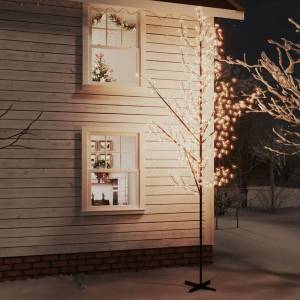 vidaXL Черешов цвят LED дърво топло бяло 672 LED 400 см (345135)