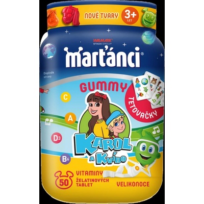 Walmark Marťánci Gummy Karol & Kvído Velikonoce 50 bonbónů + tetovačky