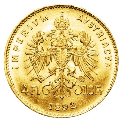 Münze Österreich Zlatá mince 4 zlatník Františka Josefa I. 1892 Novoražba 3,22 g