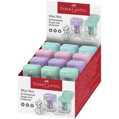 Struhadlo, jednodírové, se zásobníkem, displej, FABER-CASTELL, pastelové barvy 24ks