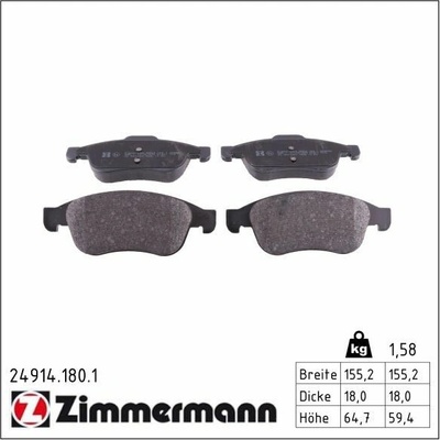 Sada brzdových platničiek kotúčovej brzdy ZIMMERMANN 24914.180.1