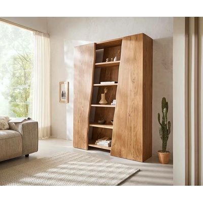 DELIFE Regál Live-Edge 140x195 cm akácie přírodní 2 dvířka