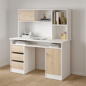  Бюро Function Plus с надстройка Бял и Jackson Hickory