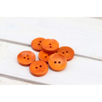 Pro Háčkování Dřevěný knoflík kulatý Ø 20 mm oranžový