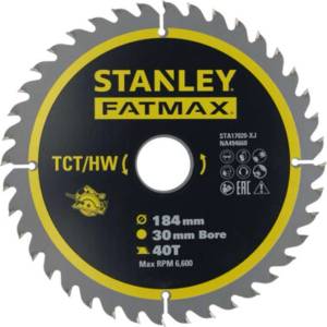 STANLEY - Пилен диск за дърво 184x30 мм, 40 зъба STA17020-XJ (STA17020-XJ)