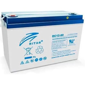 Ritar Оловна AGM батерия RITAR (DC12-80), 12V, 80Ah, F15/M8 / F11/M6, За соларни (RITAR-DC12-80)