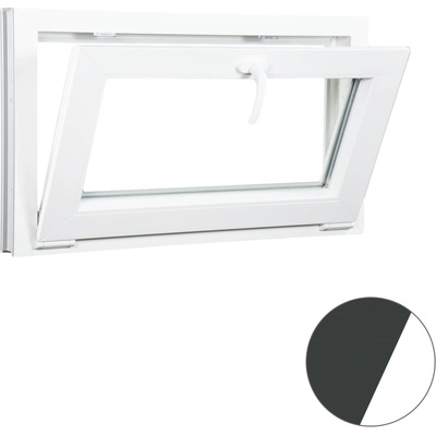 Aluplast Sklopné plastové okno antracit/bílé 1100 x 420 mm Dvojsklo Ug= 1,1
