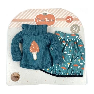 Paola Reina - Комплект дрехи за кукла - Пуловер с гъбка и пола - 32 см (54854)