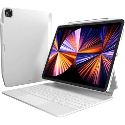 Поликарбонатов кейс (с отделение за Apple Pencil 2) за iPad Pro 12.9 M1 (2021) (съвместим с Apple Smart Keyboard, Smart Folio) - SwitchEasy CoverBuddy Case (бял) (GS-109-176-205-12)