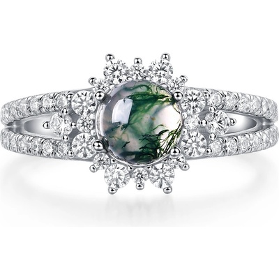 Olivie Stříbrný prsten MECHOVÝ ACHÁT 9534