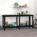 HABA Работна пейка черна 180x50x80 см борово дърво масив (V822515)