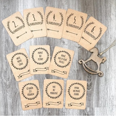 Pokračovací milníkové kartičky (35ks) - Rustic (Unisex)