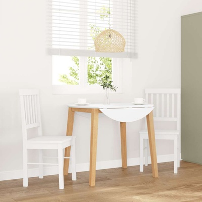 vidaXL трапезни столове 2 бр. бяла масивна дървесина гума (4102431)