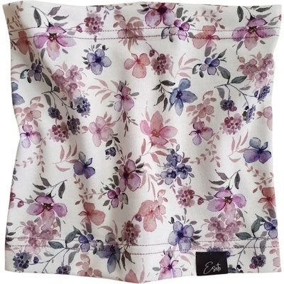 ESITO Bavlnený nákrčník Violet flowers smotanový
