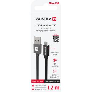 SWISSTEN Textile USB / Micro USB 1, 2 m Цвят: черен