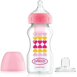 Dr. Brown's Преходно шише Dr. Brown's Wide-Neck Options+ - Pink Hearts, 270 ml (72239317273) - baby