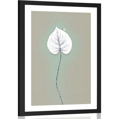 Plakát s paspartou osamělý list - 40x60 black