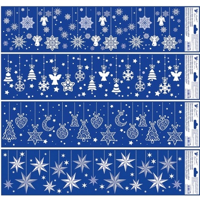 Anděl Přerov Okenní fólie pruhy visící ozdoby bílé s glitry 64 x 15 cm