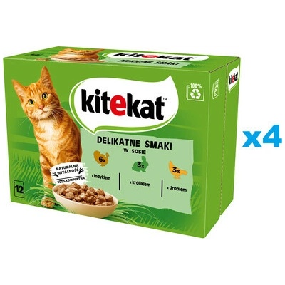 Kitekat Delikatne Smaki s krůtou, králíkem a drůbeží v omáčce 48 x 85 g
