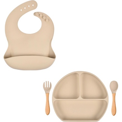 Martons jedálenská sada silikónová s prísavkou Cream 4 dielna