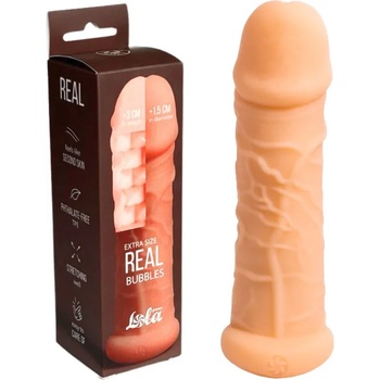 Пенис уголемител, вътрешен релеф за двойна наслада, 15, 5см. - Real Bubbles (7014-01LOLA)