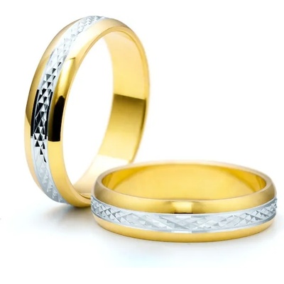 SAVICKI Сватбени халки: двуцветно злато, полукръгъл профил. 4.3 мм